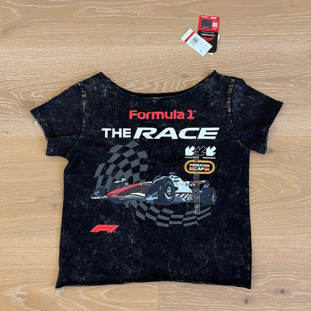 Aeropostale Formula 1 Off Shoulder Tee The Race Size XS Black Red Gray